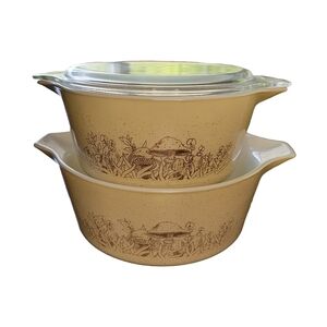 Set of 2 Vintage Pyrex Forest Fancy Bowls